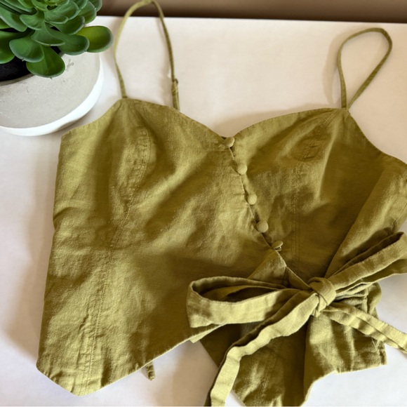Urban Outfitters Tops - Urban Outfitters Green Asymmetrical Camisole with Tie Front